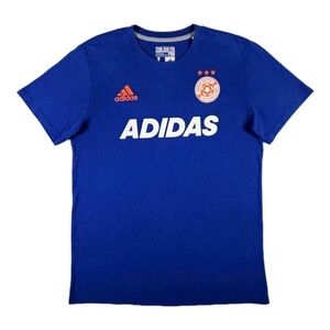 Retro Adidas Soccer Shirt Large Blue Y2K Double Sided Futbol Sportswear Crew Tee